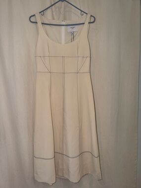 LK Bennett Cream Midi Dress with Contrast Stitching